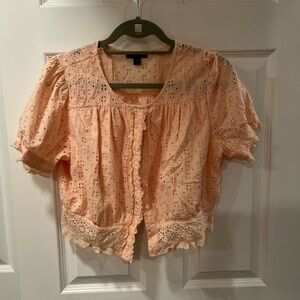 J. Crew Light Orange Eyelet Lace Blouse